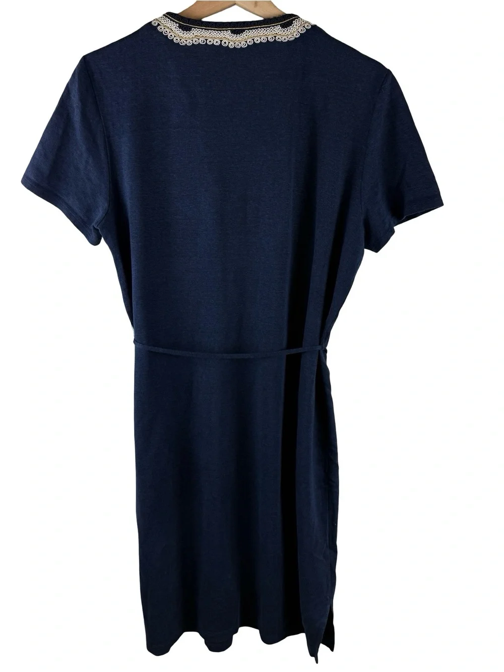 Tory Burch Liliana Linen Dress Tie Waist Blue Medium